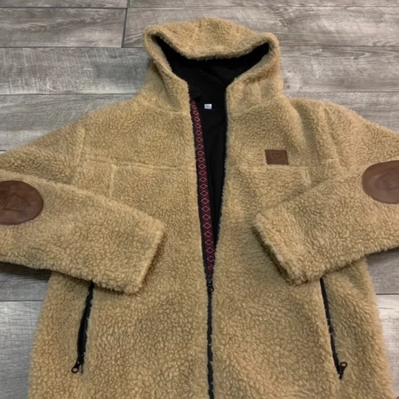 Green Sheep Women's Deep Pile Sherpa Oatmeal Fleece Full Zip Jacket Size Medium - Picture 2 of 9